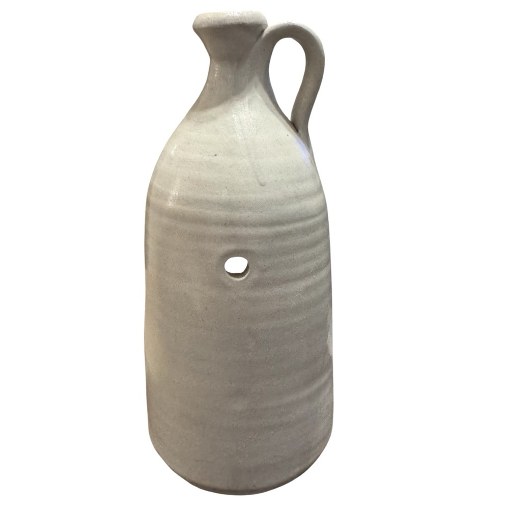 Williamsburg Pottery Grey and Cobalt Blue Salt Glazed Bottle Candle Holder - Picture 3 of 6